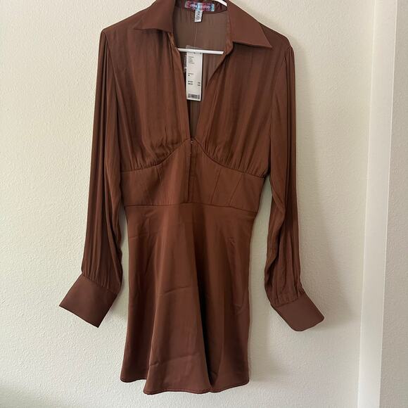 Urban Outfitters Womens Phoebe Corset Dress Size M Satin Metallic Party Copper - Picture 7 of 11